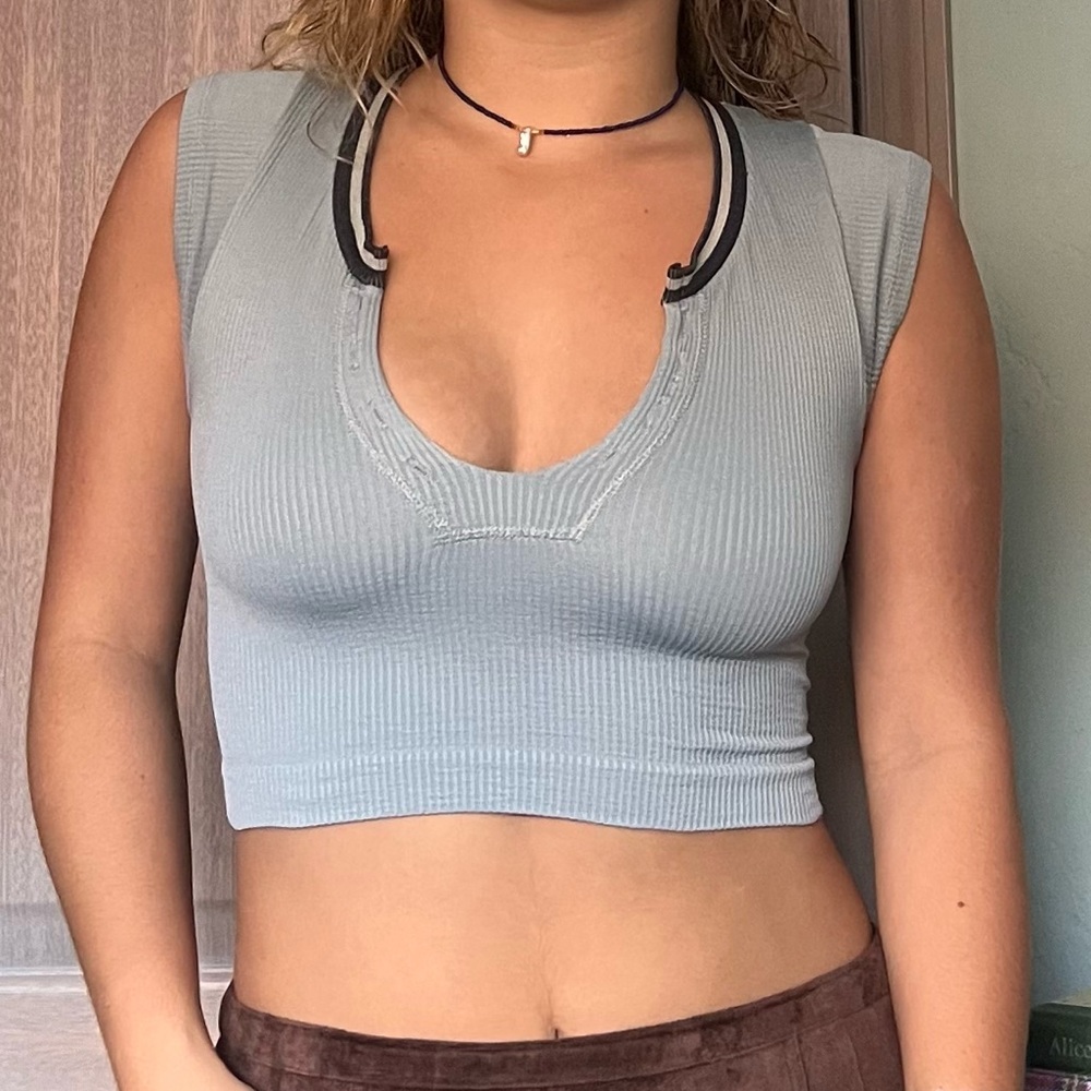 Urban Outfitters Light Blue Ribbed Tank Top